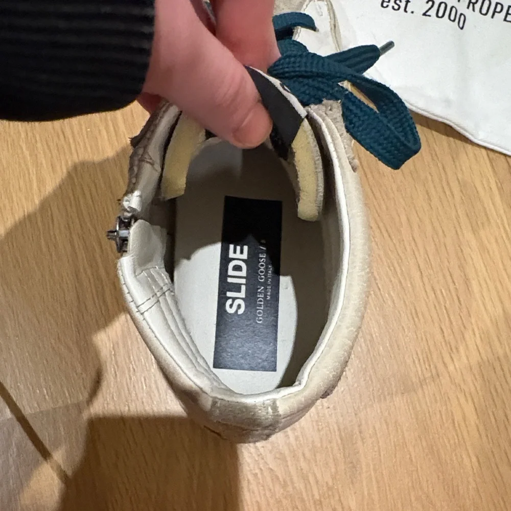 Golden Goose White and Teal High-Tops